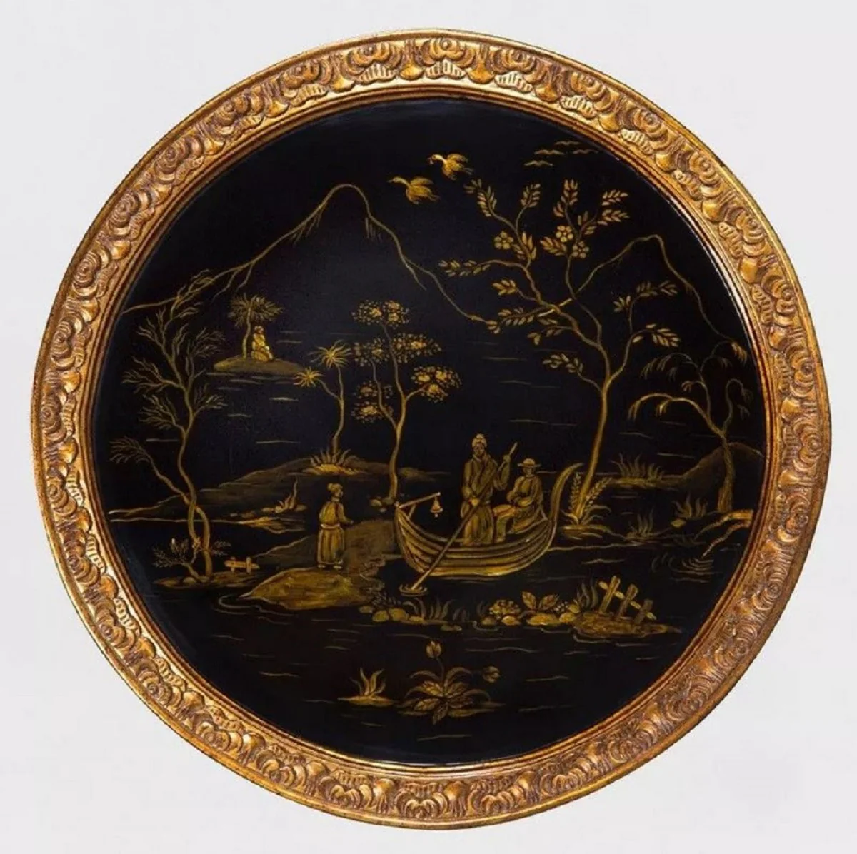 Luxus Barock Beistelltisch im chinesischen Stil Antik Gold / Schwarz - Barock Möbel