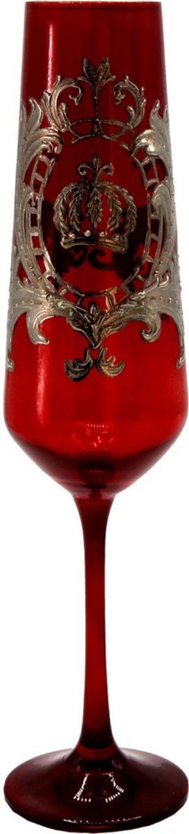 Pompöös by Luxus Champagnerglas mit edler Platin Beschichtung Bordeauxrot / Silber Ø 6 x H. 25 cm - Pompööses Champagnerglas designed by Harald Glööckler