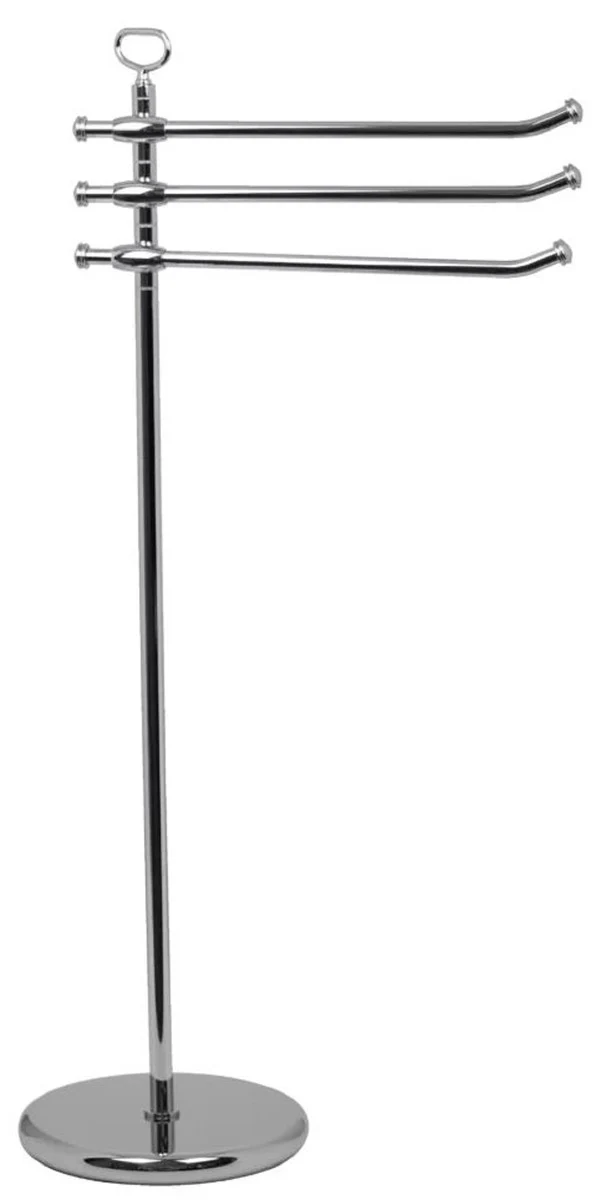 Luxus Badezimmer Handtuchhalter Silber Ø 25 x 40 x H. 92,5 cm - Freistehender Messing Handtuchhalter - Badezimmer Möbel - Hotel Möbel - Luxus Qualität - Made in Italy