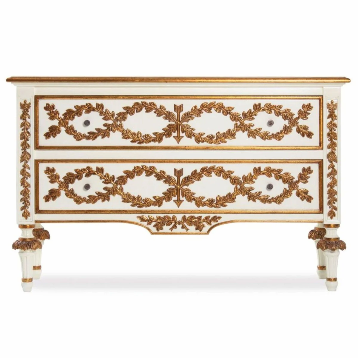 Luxus Barock Kommode Elfenbein / Gold 135 cm - Barock Möbel
