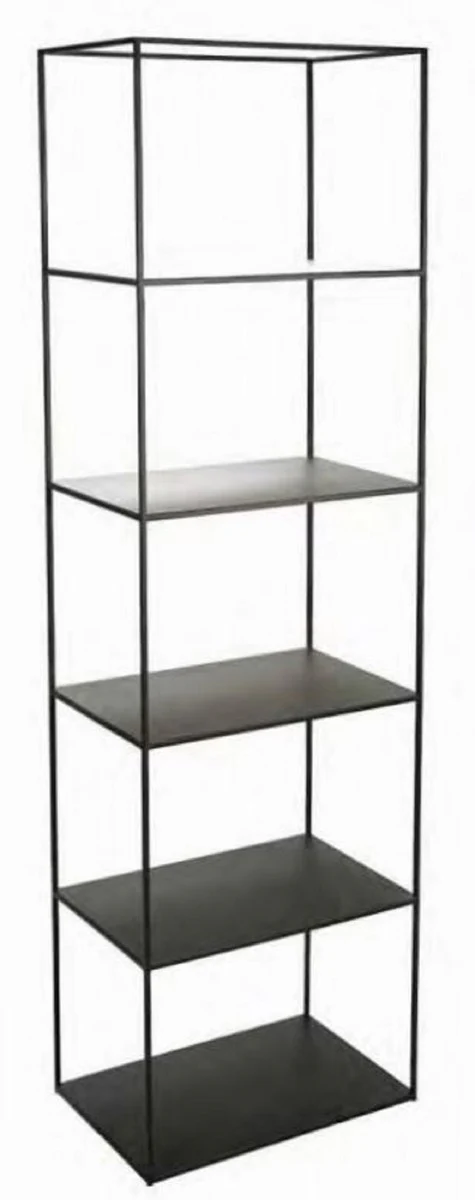 Luxus Metall Regalschrank Schwarz 60 x 40 x H. 200 cm - Wohnzimmerschrank - Bücherschrank - Luxus Möbel