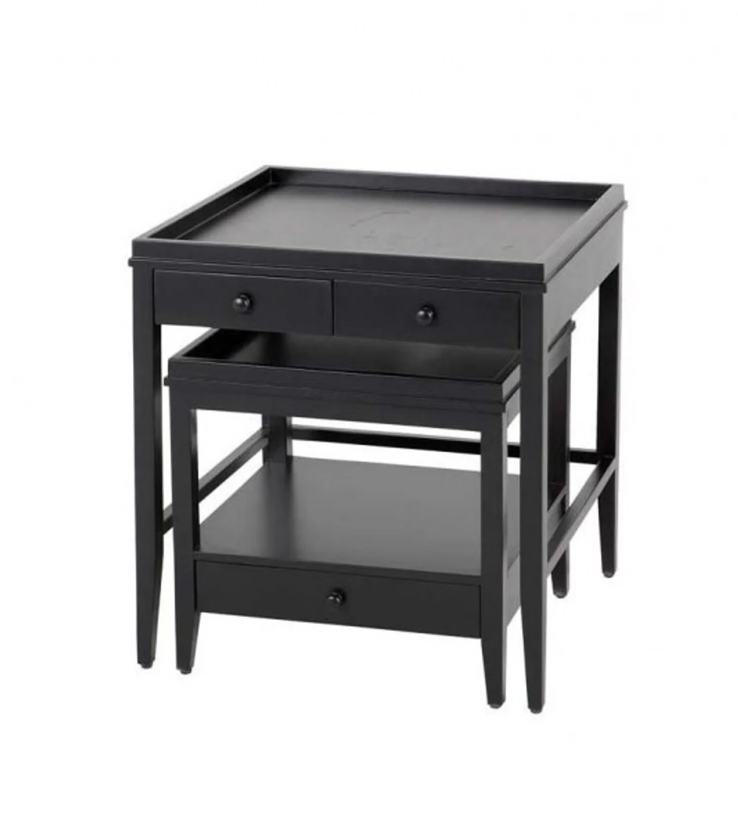 Luxus Art Deco Designer Mahagoni Beistelltisch 2er Set - Luxus Qualität