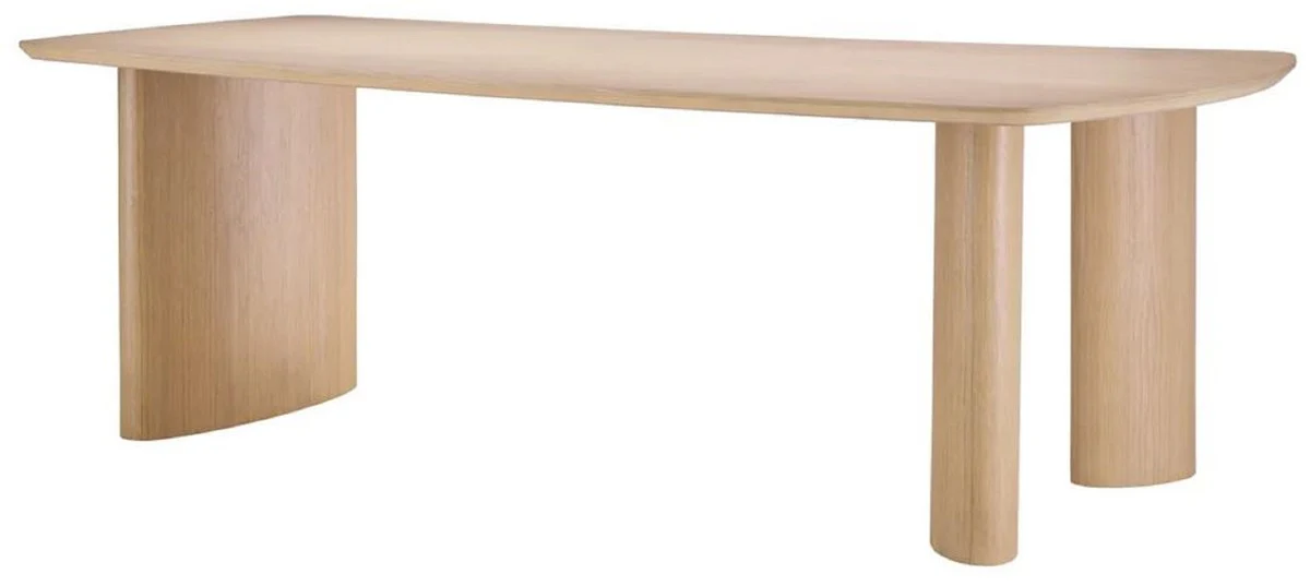 Luxus Esstisch Naturfarben 230 x 120 x H. 76,5 cm - Massivholz Küchentisch mit leicht gebogener Tischplatte - Esszimmer Möbel - Küchen Möbel - Luxus Möbel - Luxus Einrichtung