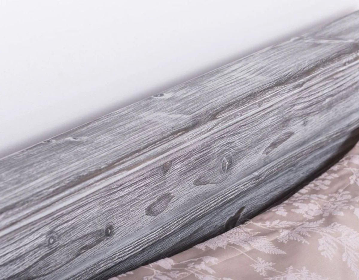 Landhausstil Massivholz Bett Antik Grau 90 x 200 x H. 93 cm - Massivholz Einzelbett - Landhausstil Schlafzimmer Möbel