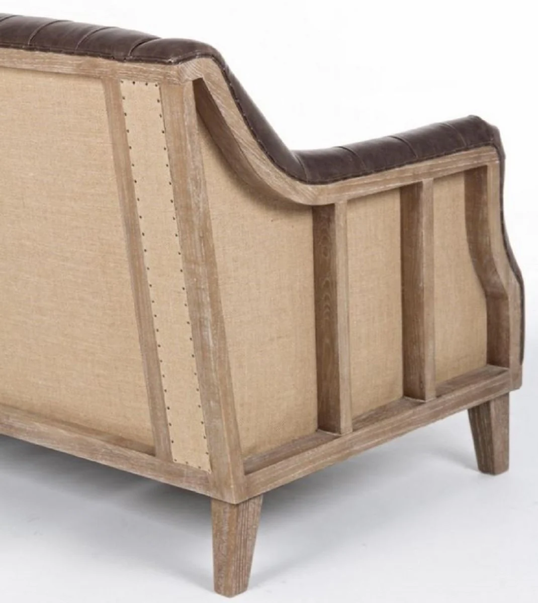 Luxus Chesterfield Kunstleder Sofa Dunkelbraun / Naturfarben 140 x 85 x H. 85 cm - Wohnzimmer Sofa - Wohnzimmer Möbel - Chesterfield Möbel - Luxus Möbel - Luxus Einrichtung