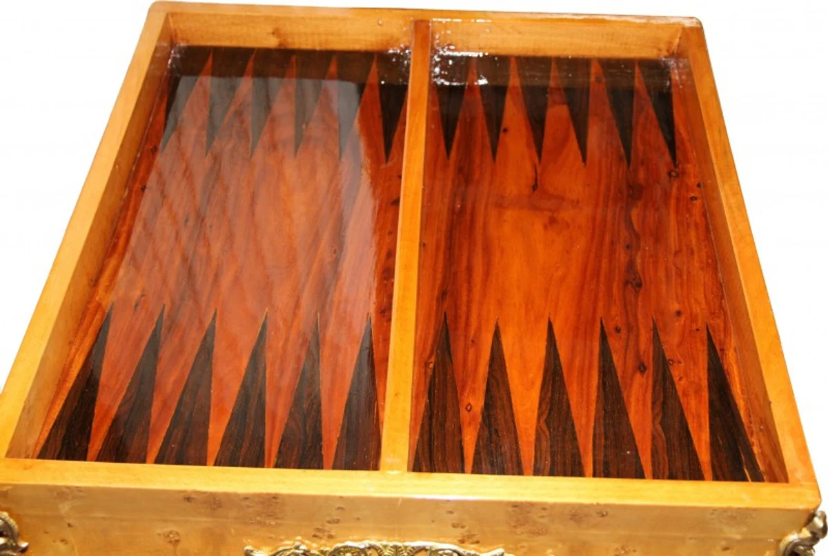 Barock Spieltisch Schach / Backgammon Tisch Mahagoni L 60 x B 60 x H 71 cm - Möbel Antik Stil Barock