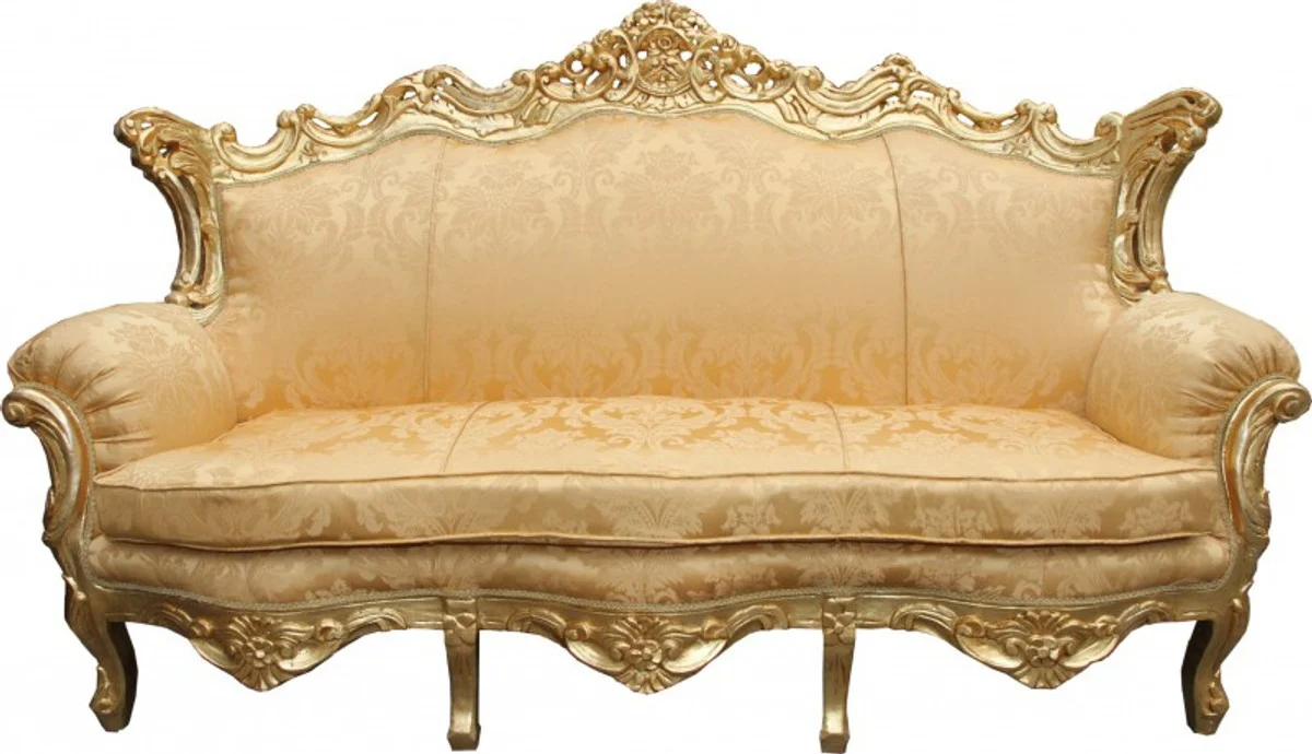 Barock Sofa Master Gold Flowers Muster / Gold - Wohnzimmer Couch Möbel Lounge