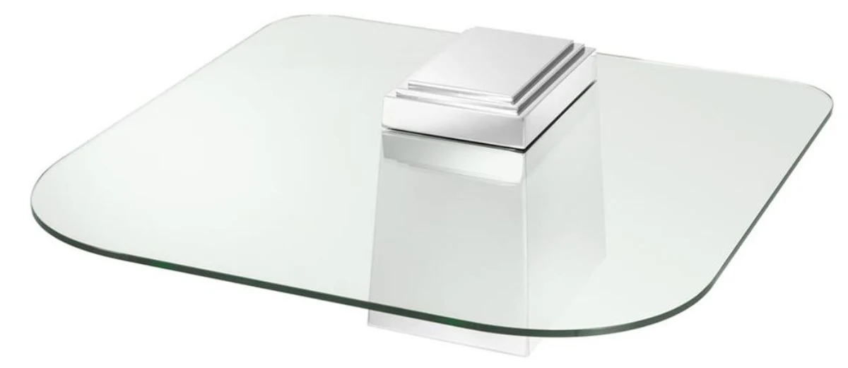Luxus Couchtisch / Wohnzimmertisch Silber 105 x 105 x H. 44 cm - Luxus Wohnzimmermöbel