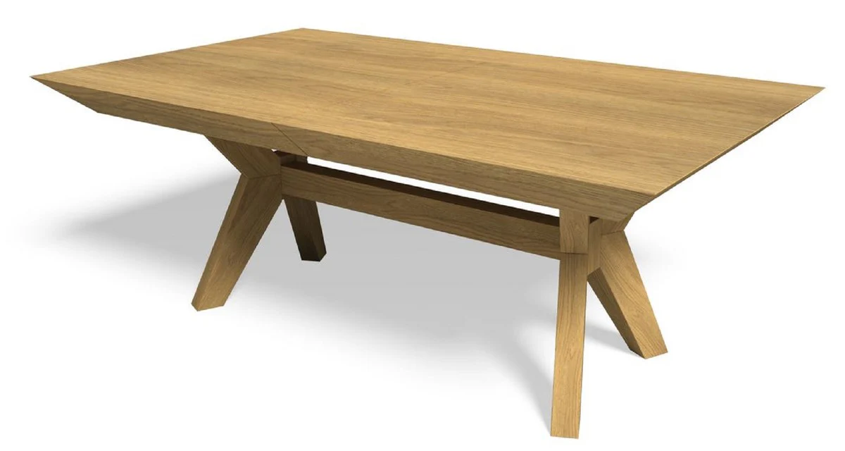 Luxus Esstisch Naturfarben 190-382 x 110 x H. 77 cm - Ausziehbarer Massivholz Küchentisch - Esszimmer Möbel - Massivholz Möbel - Luxus Möbel