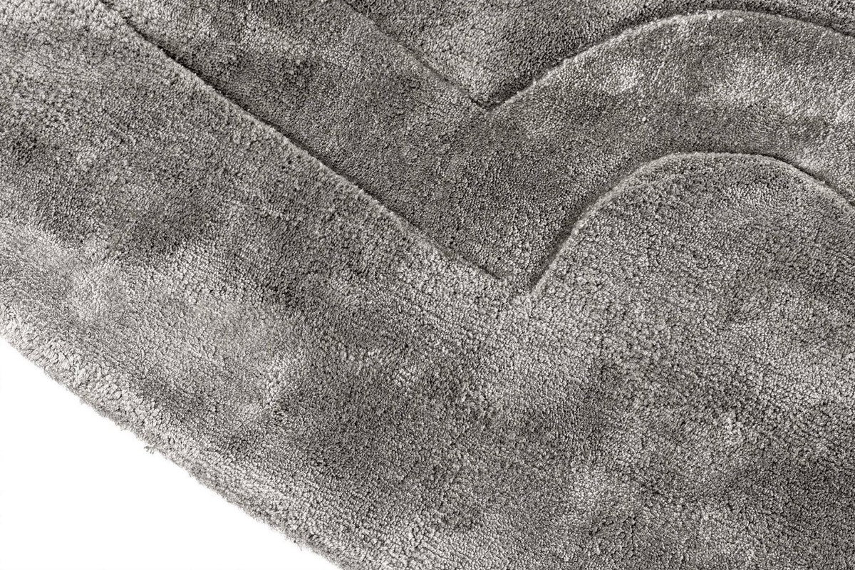 Luxus Viskose Teppich Grau Ø 280 cm - Handgewebter runder Wohnzimmer Teppich - Luxus Qualität