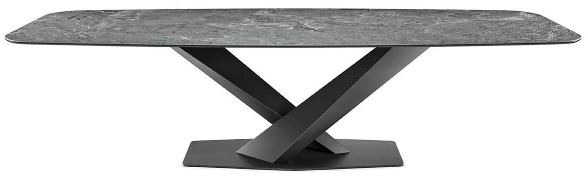 Luxus Esstisch Grau / Graphitgrau 300 x 120 x H. 75 cm - Esszimmertisch mit hochwertiger Keramik Tischplatte - Moderne Esszimmer Möbel - Luxus Qualität - Made in Italy