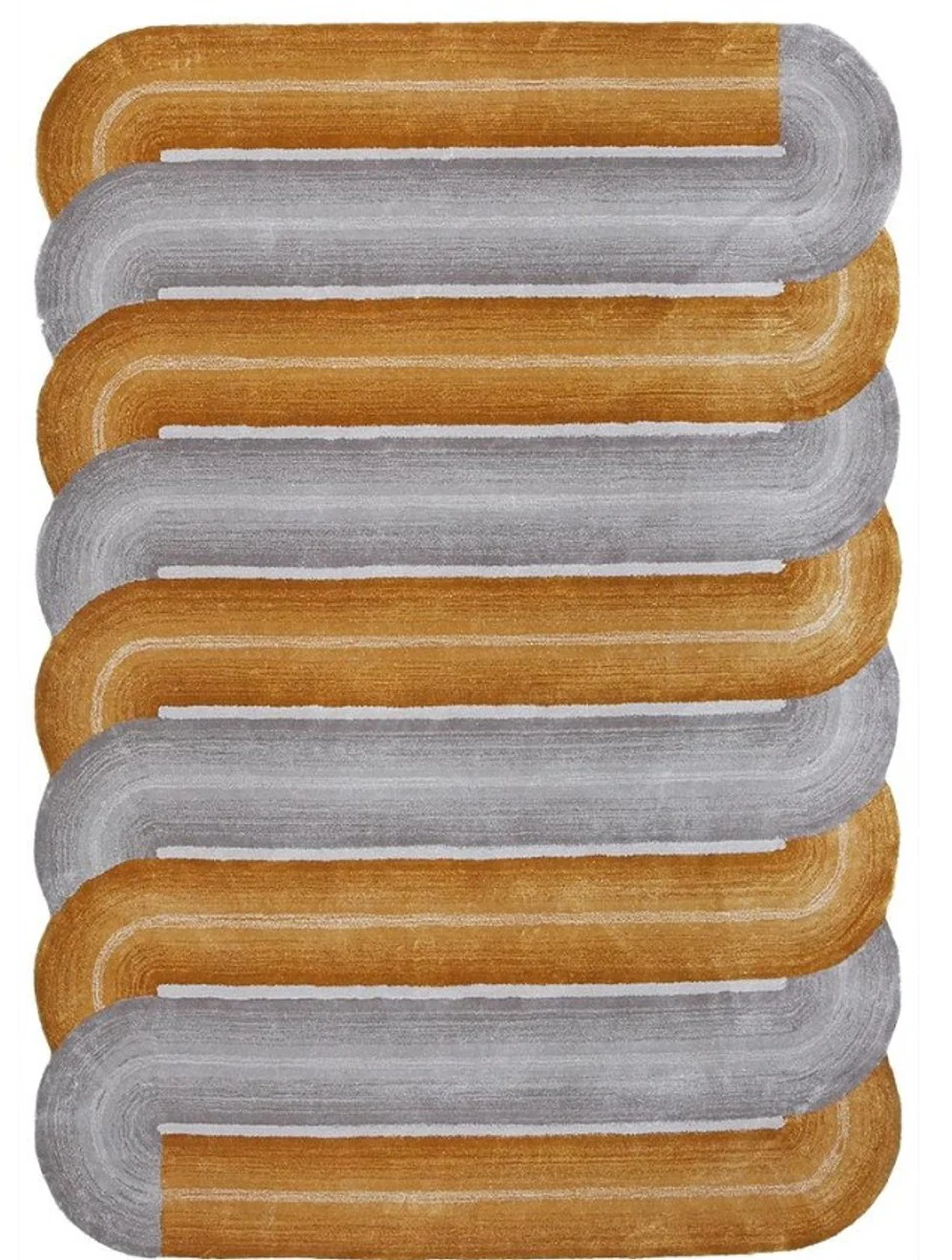 Luxus Teppich Mehrfarbig 160 x 230 cm - Rechteckiger Welliger Wohnzimmer Teppich - Schlafzimmer Teppich - Luxus Interior - Luxus Teppich