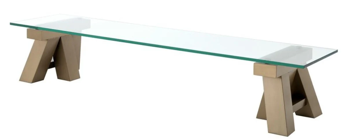 Luxus Couchtisch Messing 190 x 45 x H. 36 cm - Wohnzimmertisch