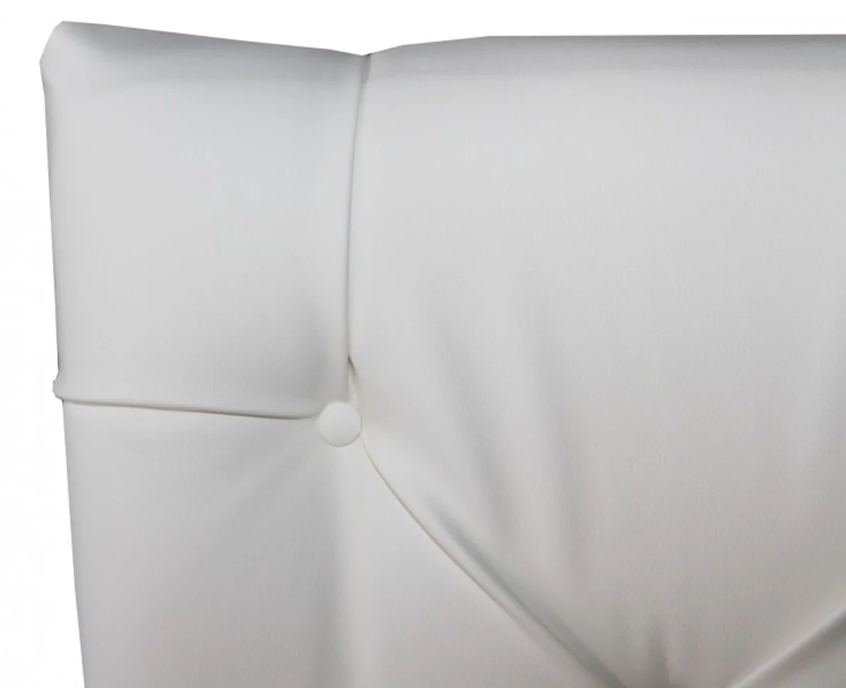 Barock Esszimmer Stuhl Weiß Lederoptik - Designer Stuhl - Luxus Qualität Hochlehnstuhl