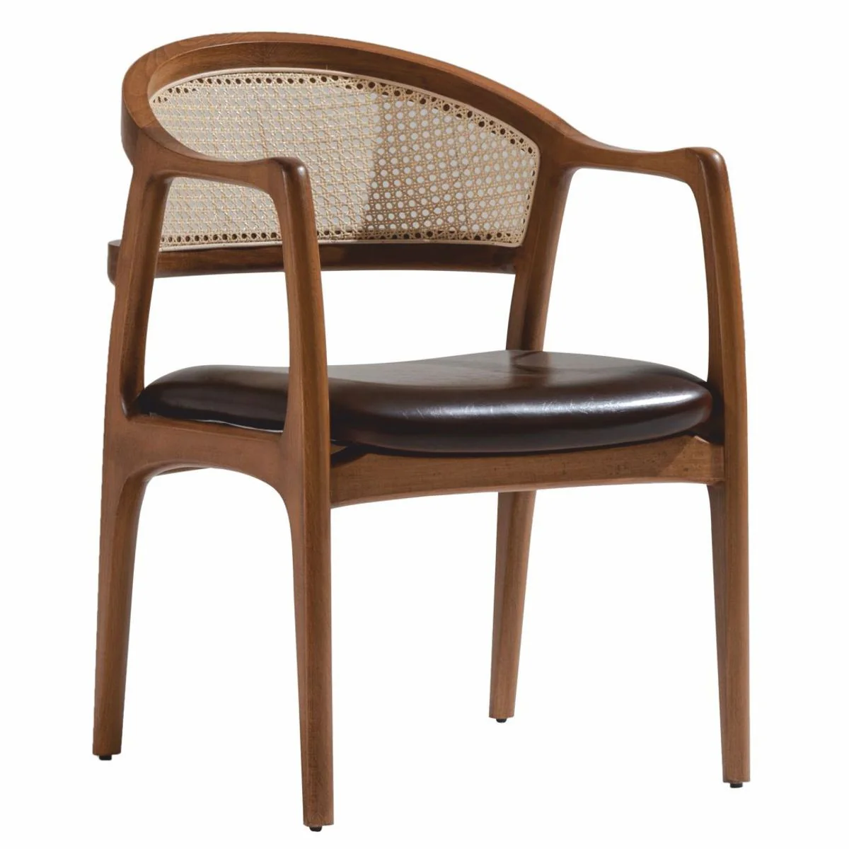 Luxus Esszimmer Stuhl 6er Set mit Armlehnen Dunkelbraun / Braun / Naturfarben H. 78 cm