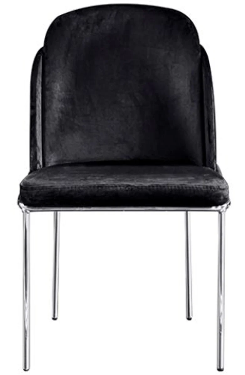 Luxus Art Deco Esszimmer Set Schwarz / Weiß / Grau / Silber - 1 Esszimmertisch & 4 Esszimmerstühle - Edle Art Deco Esszimmer Möbel