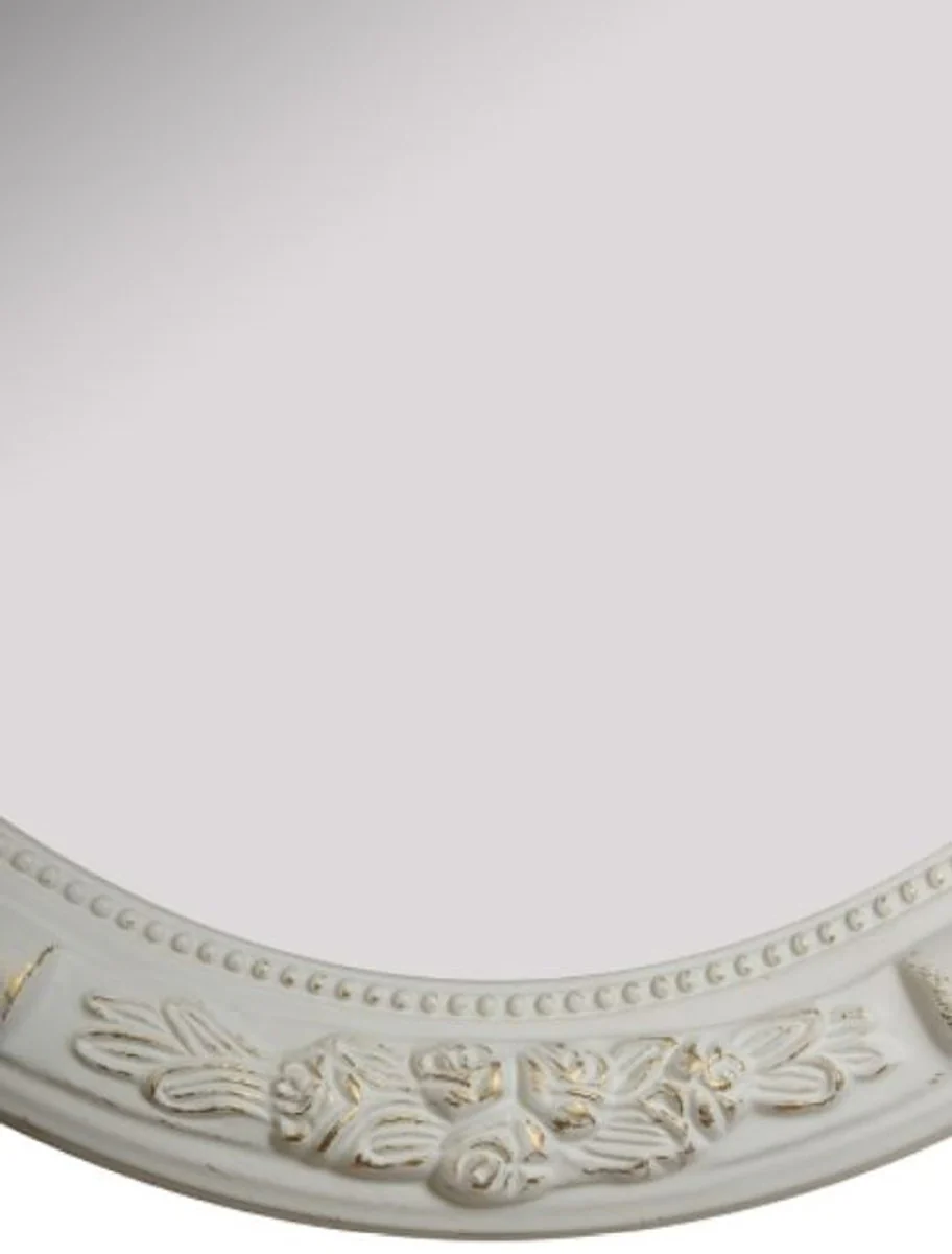 Barock Spiegel Weiß 57 x H. 77 cm - Ovaler Barock Wandspiegel mit Holzrahmen