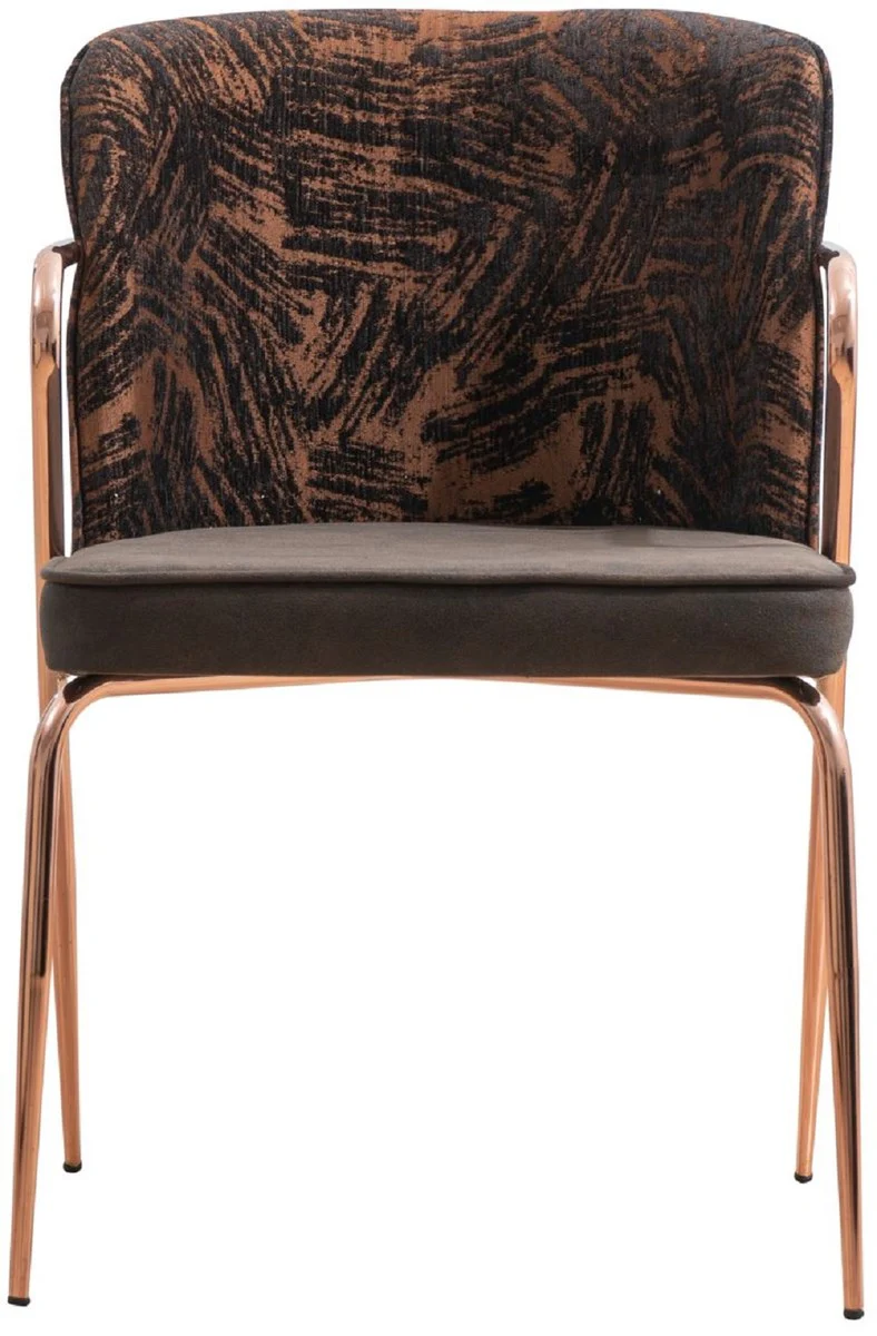 Luxus Esszimmer Stuhl 6er Set mit Armlehnen Grau / Braun / Schwarz / Kupfer