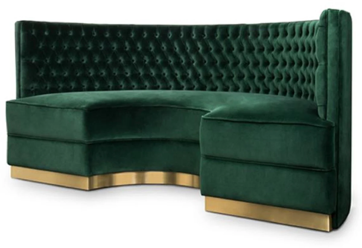 Luxus Chesterfield Samt Sofa Grün / Antik Messing 205 cm - Made in Italy