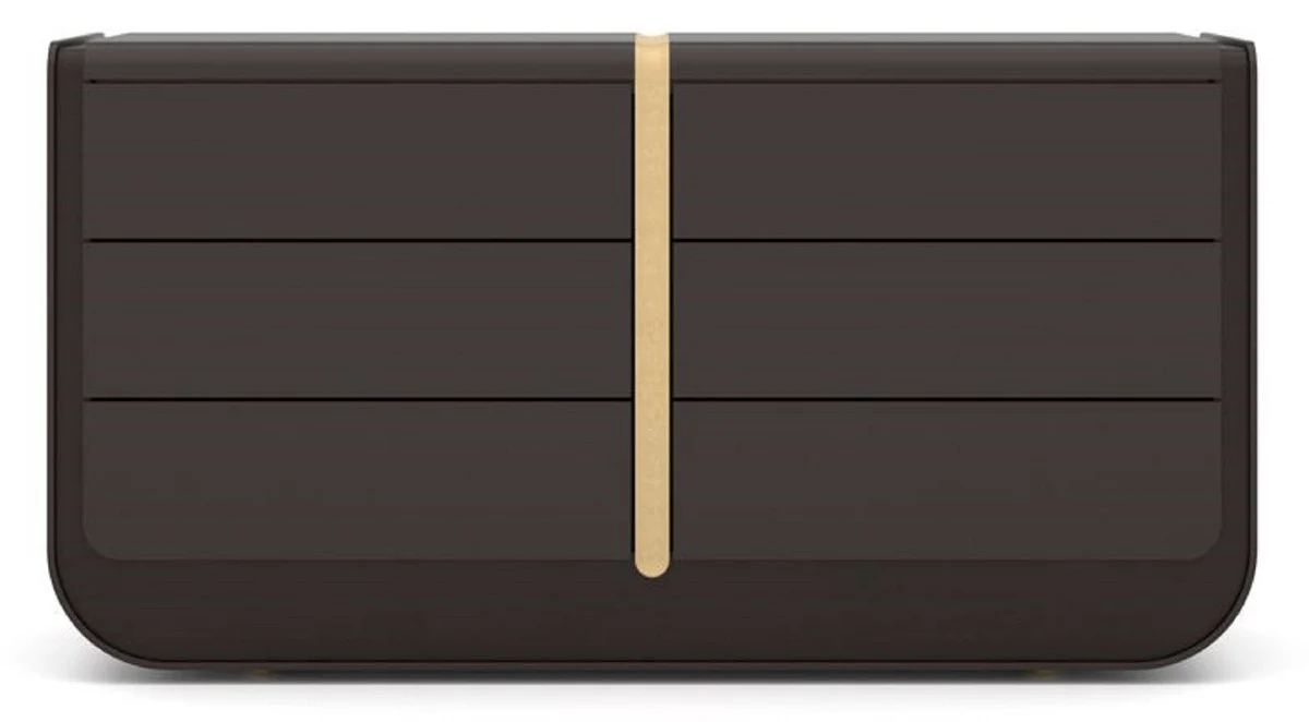 Luxus Massivholz Kommode mit 6 Schubladen Schwarz / Beige 160 x 56 x H. 85 cm - Schlafzimmer Kommode - Schlafzimmer Möbel - Luxus Möbel - Luxus Einrichtung - Möbel Luxus