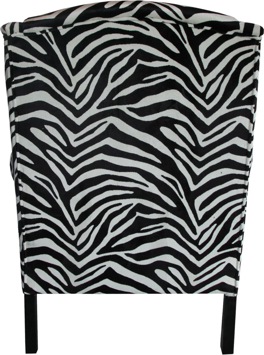 Luxus Designer Chesterfield Ohren Sessel Zebra - Club Möbel - Limited Edition