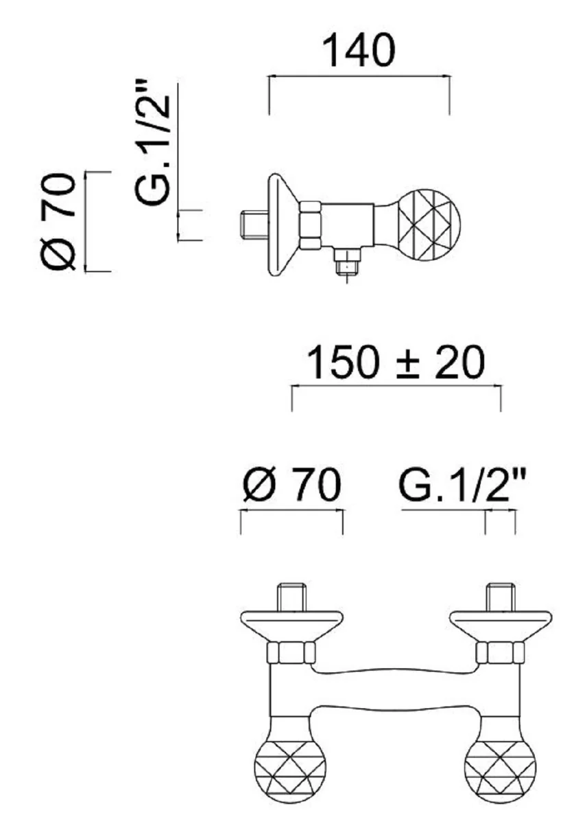 Luxus Aufputz- Brausebatterie mit Swarovski Kristallglas Silber 20 x 14 x H. 7 cm - Badewannen Armatur - Erstklassische Qualität - Made in Italy