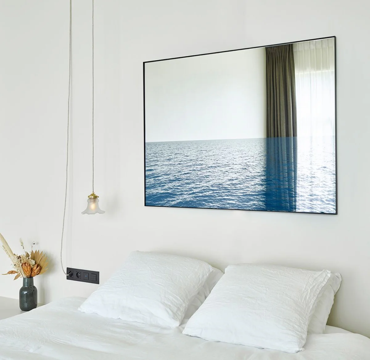 Luxus Wandspiegel Meer Blau / Schwarz 120 x 2 x H. 90 cm - Rechteckiger Spiegel mit Metallrahmen - Luxus Möbel