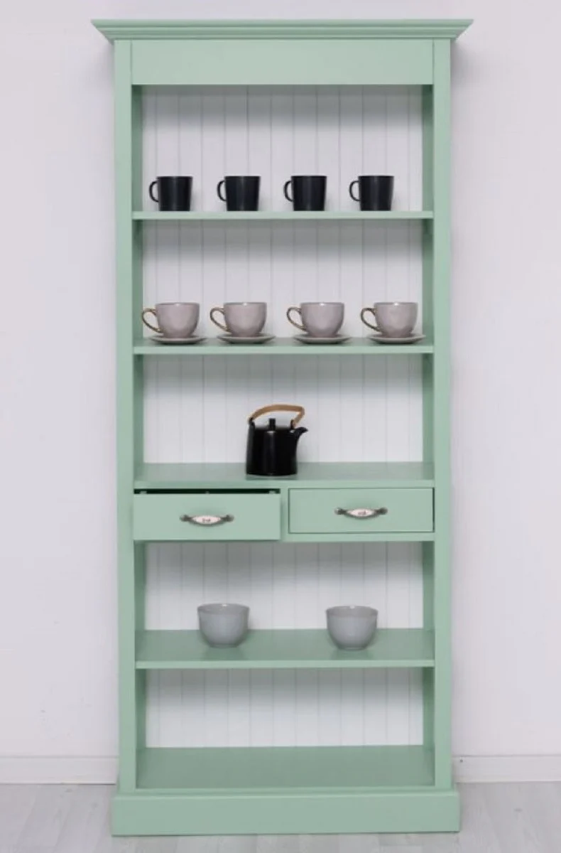Landhausstil Schrank Mintgrün / Weiß 91 x 39 x H. 197 cm - Landhausstil Esszimmer Schrank - Massivholz Möbel - Landhausstil Shabby Chic Möbel