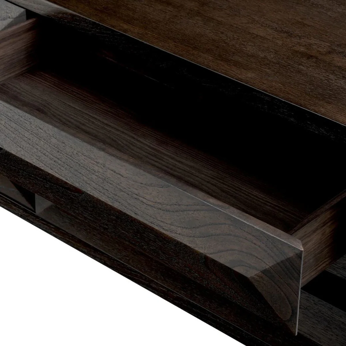 Luxus Massivholz Kommode mit 6 Schubladen Mokka / Messing 182 x 48 x H. 75 cm - Schlafzimmer Kommode - Schlafzimmer Möbel - Luxus Möbel - Luxus Einrichtung - Möbel Luxus