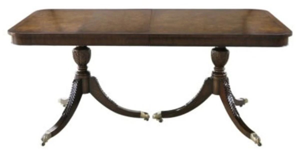 Luxus Mahagoni Esstisch mit Rollen Hellbraun / Dunkelbraun 180 x 95 x H. 89 cm - Luxus Esszimmermöbel