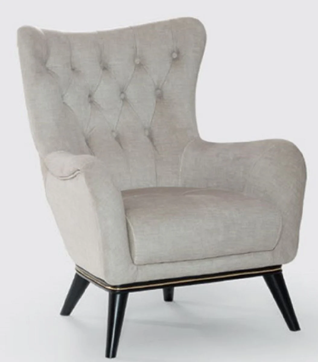 Luxus Chesterfield Sessel Grau / Schwarz / Gold 80 x 80 x H. 100 cm - Moderner Wohnzimmer Sessel - Chesterfield Wohnzimmer Möbel