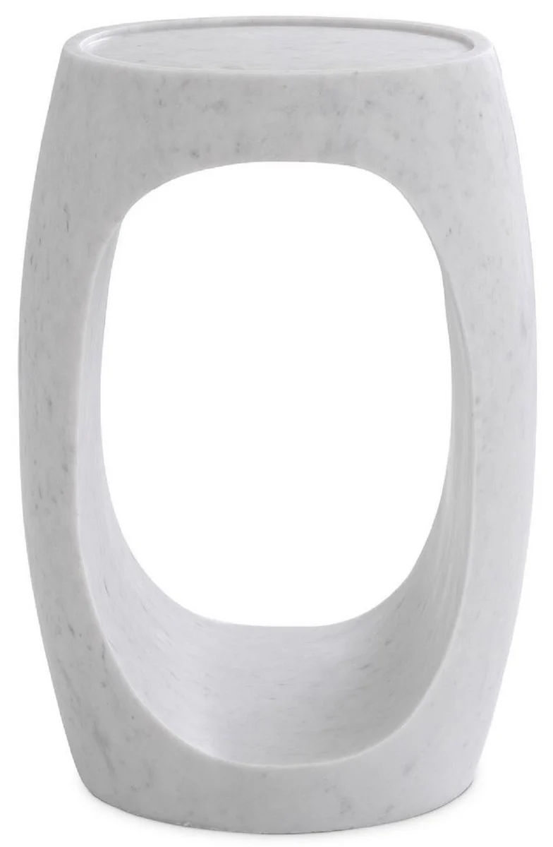Luxus Marmor Beistelltisch Weiß 37 x 29 x H. 55,5 cm - Marmor Möbel - Luxus Qualität