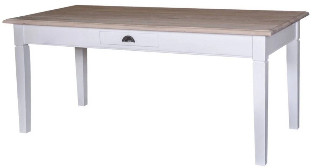 Landhausstil Küchentisch Weiß / Naturfarben - Verschiedene Größen - Landhausstil Esstisch mit Schublade