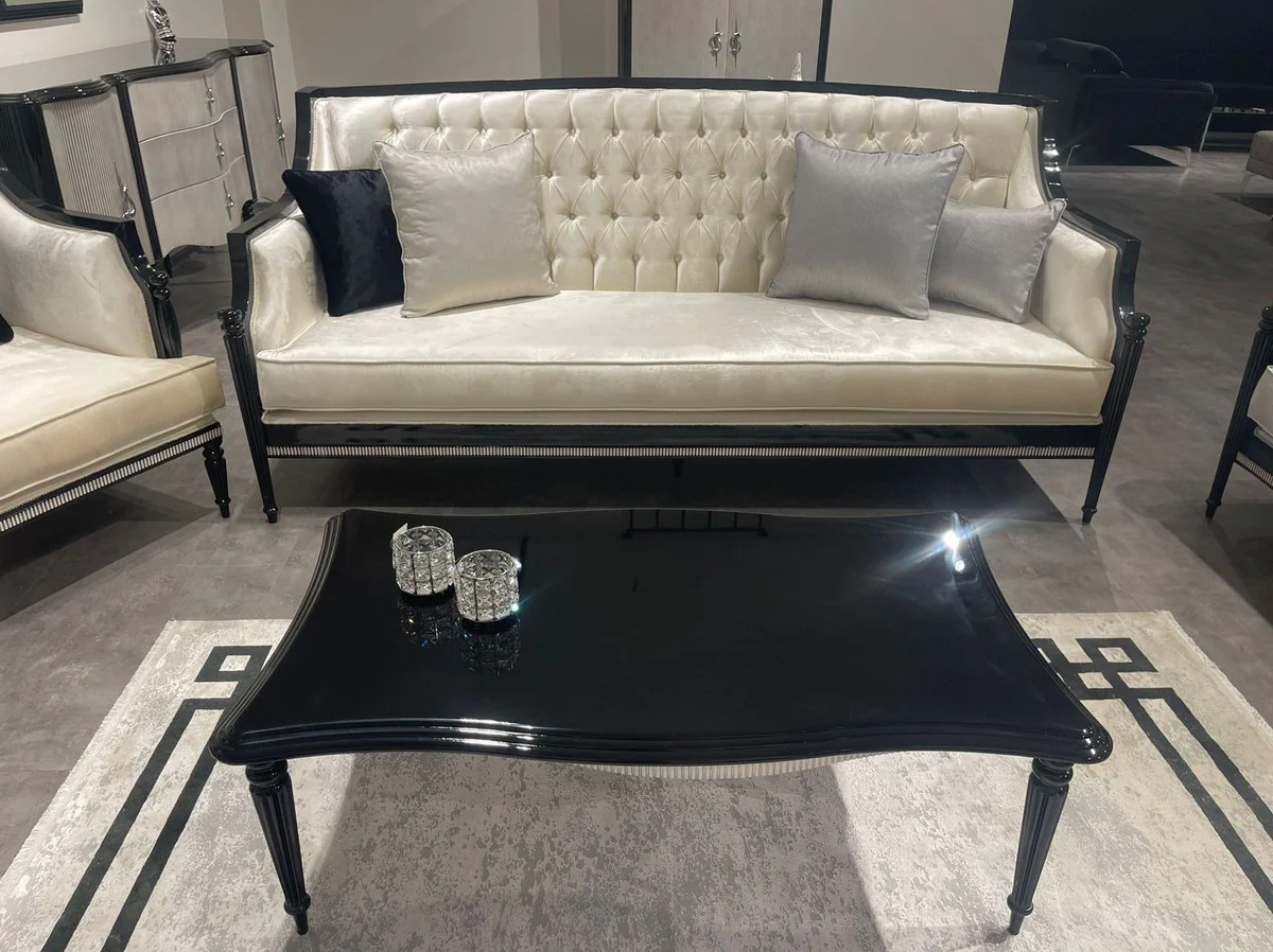 Luxus Barock Wohnzimmer Sofa Gold / Schwarz / Grau - Handgefertigtes Barockstil Sofa - Luxus Wohnzimmer Möbel im Barockstil - Barock Möbel - Edel & Prunkvoll