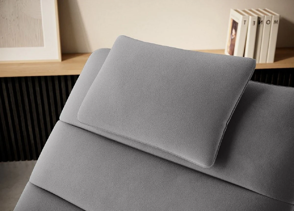 Luxus Samt Chaiselongue mit Kopfkissen Grau 170 cm