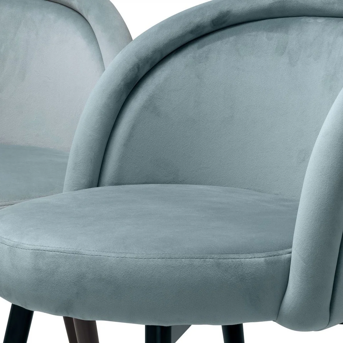 Luxus Esszimmerstuhl Set Blau / Schwarz / Messing 57,5 x 58 x H. 77 cm - Edle Esszimmerstühle - Luxus Esszimmer Möbel