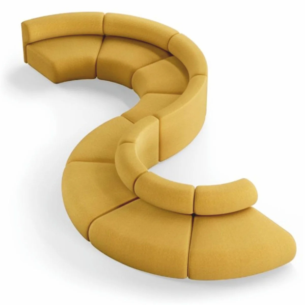 Luxus Sofa Gelb 590 cm - Gebogenes Modulares 8 Teiliges Sofa - Hotel Möbel