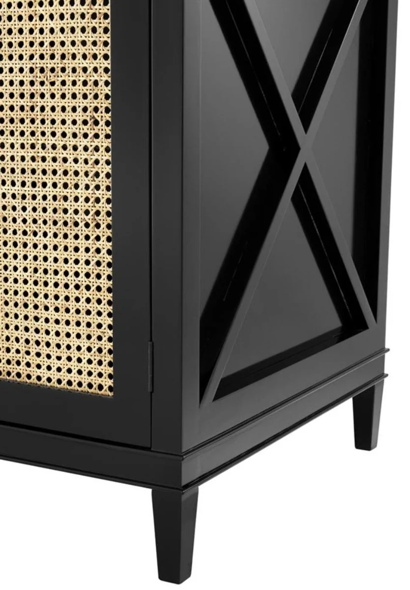 Luxus Kommode Schwarz / Naturfarben 200 x 56 x H. 92,5 cm - Limited Edition