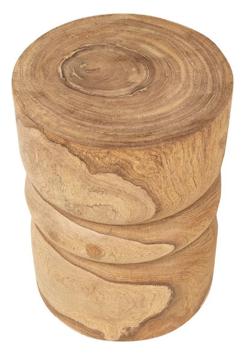 Luxus Massivholz Beistelltisch / Hocker Naturfarben Ø 33,5 x H. 46 cm - Luxus Möbel