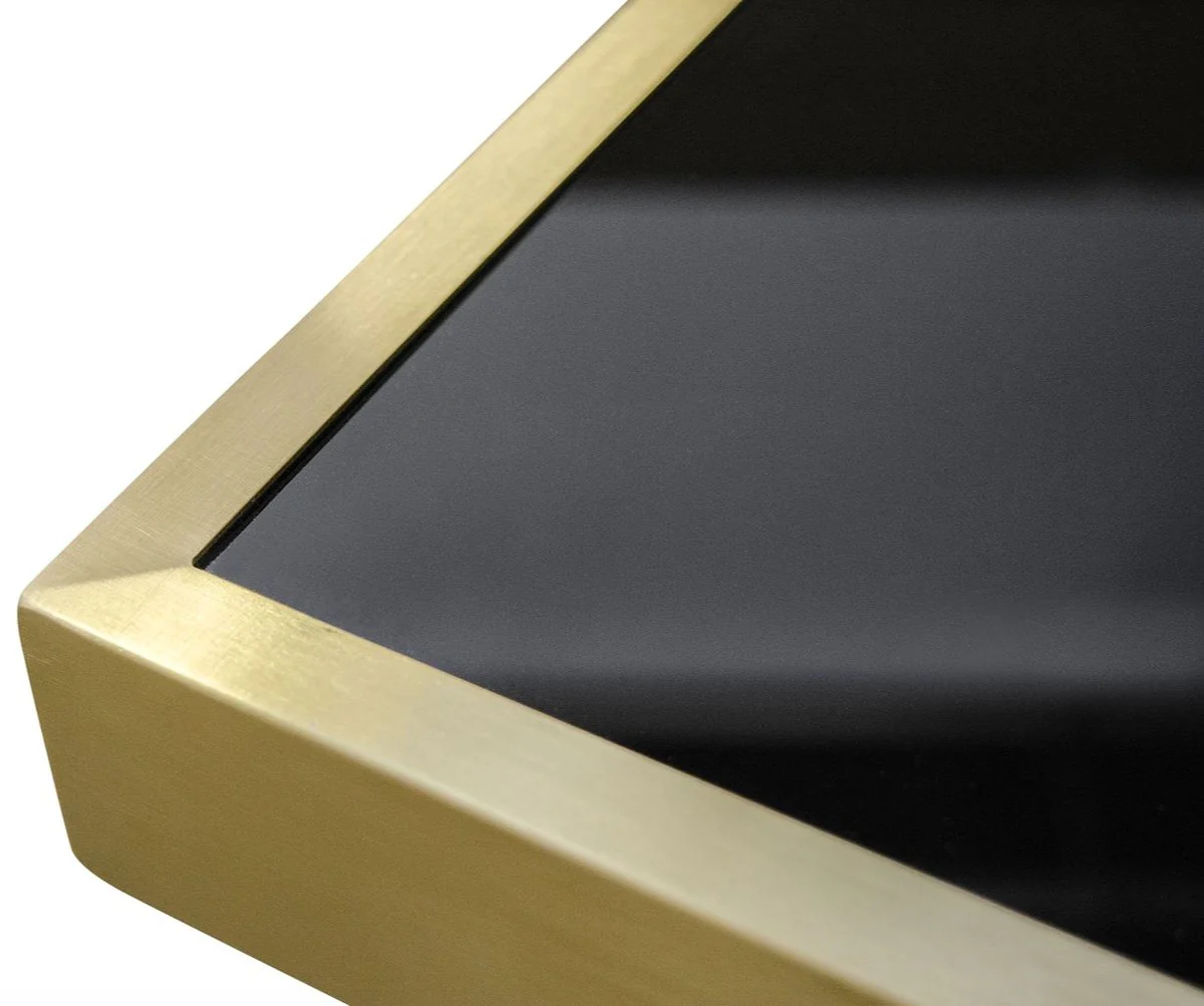 Designer Esstisch Schwarz / Gold 120 x 120 x H. 76 cm - Luxus Esszimmermöbel