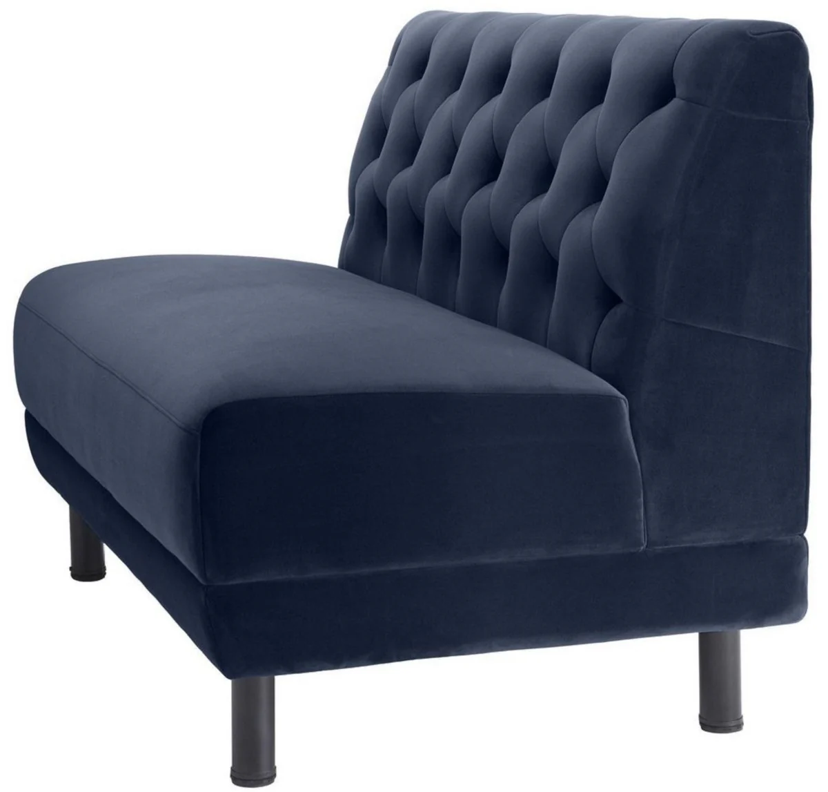 Luxus Chesterfield Couch Mitternachtsblau / Schwarz 121 x 75 x H. 85 cm - Wohnzimmer Sofa mit edlem Samtstoff - Luxus Kollektion
