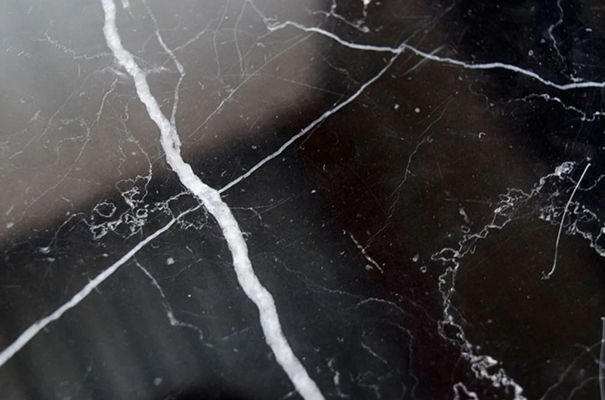 Art Deco Beistelltisch Schwarz Metall / Marmor 65 x 65 cm- Jugendstil Tisch - Möbel Blumentisch