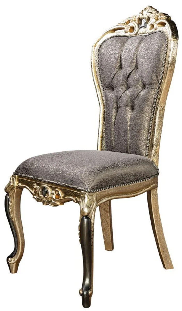 Luxus Barock Esszimmer Stuhl 6er Set Lila / Antik Gold / Schwarz - Handgefertigte Barockstil Küchen Stühle - Luxus Barockstil Esszimmer Möbel - Barock Esszimmer Möbel