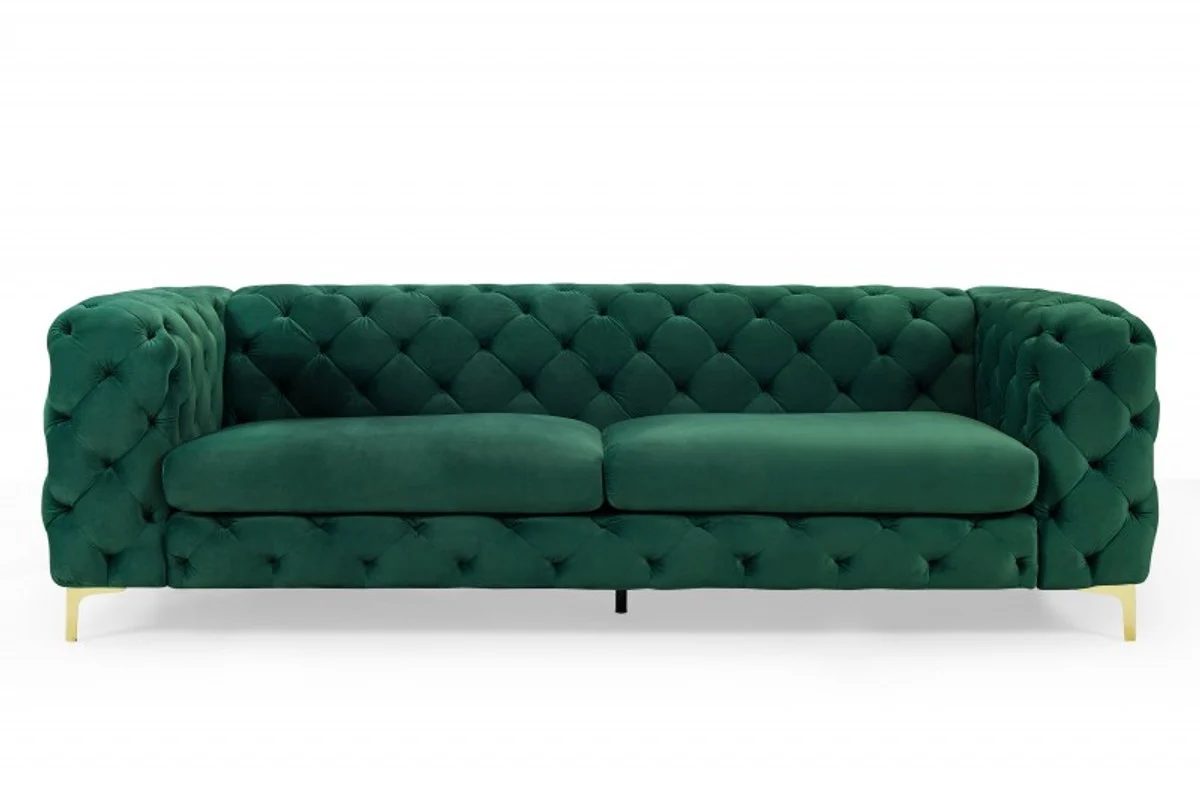 Chesterfield Sofa in Grün / Gold 240 x 97 x H. 73cm - Designer Chesterfield Sofa