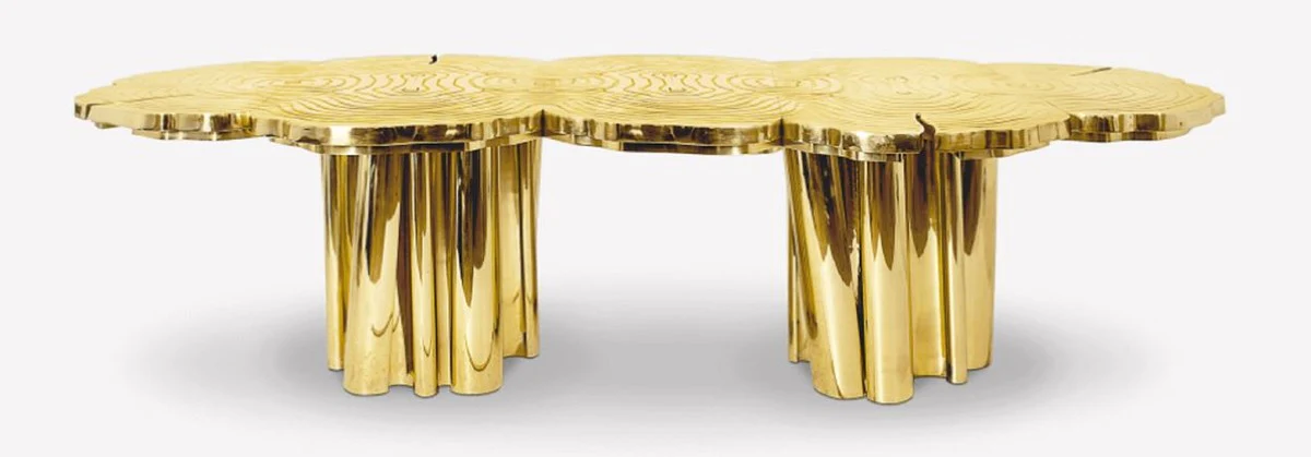 Luxus Esstisch Gold 230 x 133 x H. 76 cm - Moderner massiver Metall Küchentisch - Luxus Esszimmer Möbel - Luxus Qualität