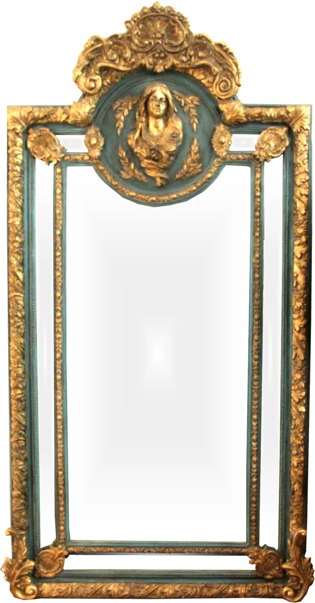 Herrschaftlicher Barock Spiegel Grün Gold Maria Motiv - Barock Möbel Antik Stil