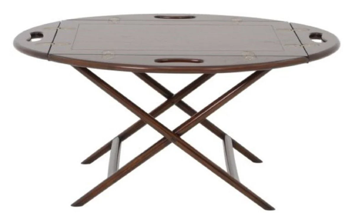 Luxus Couchtisch / Tablett Dunkelbraun 87 x 66 x H. 42 cm - Ovaler Mahagoni Wohnzimmertisch - Serviertisch - Luxus Möbel