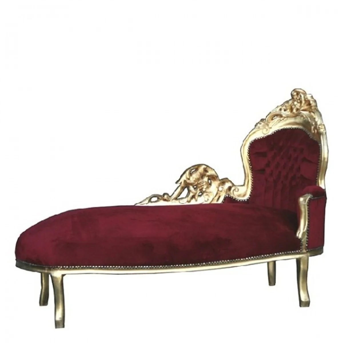Barock Chaiselongue King Bordeaux/Gold - Recamiere Wohnzimmer Liege