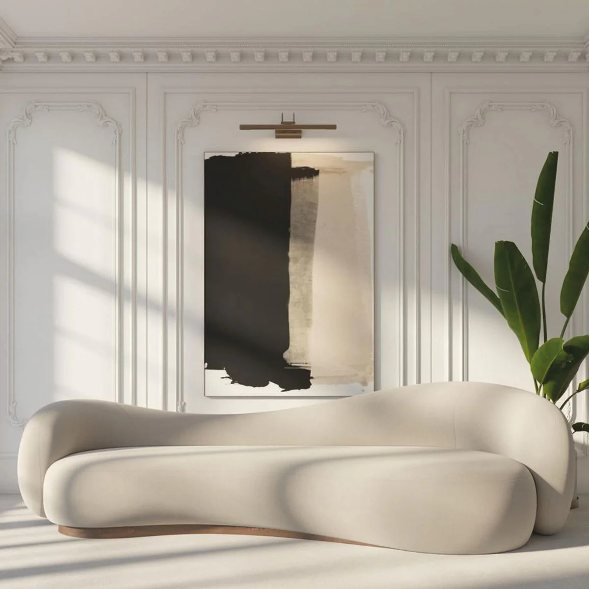 Luxus Samt Sofa Grau / Braun 280 cm - Wohnzimmer & Hotel Möbel