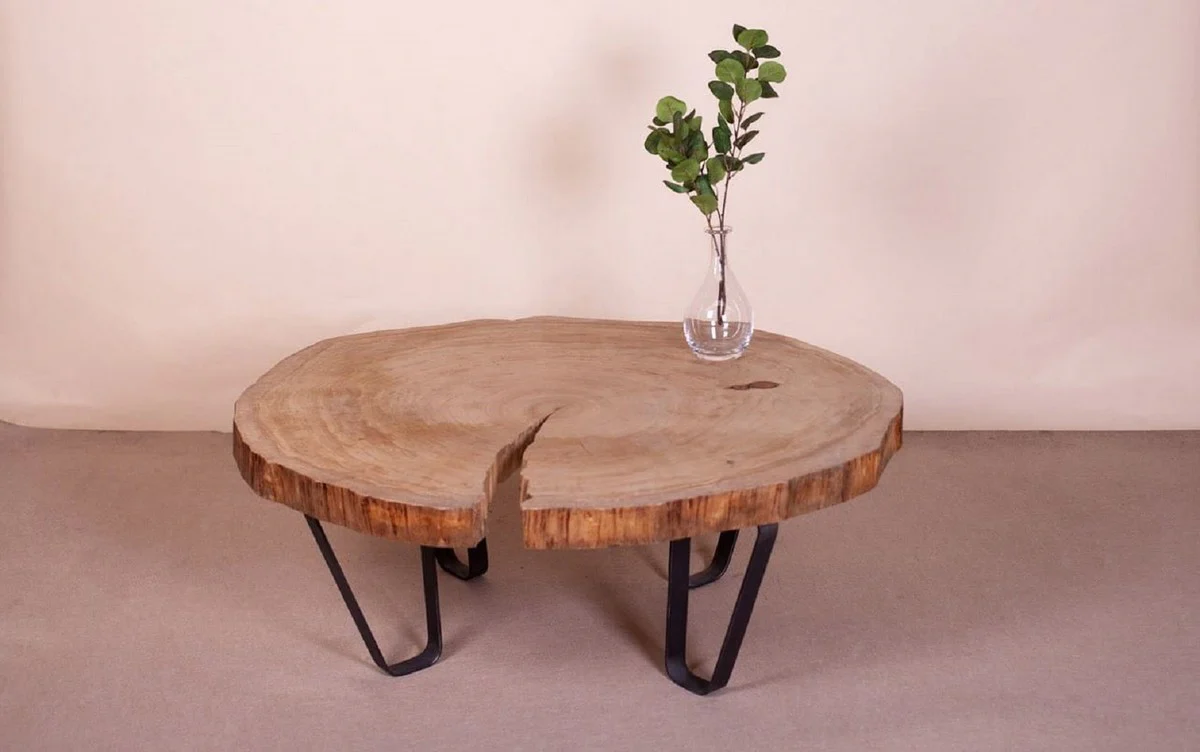 Luxus Couchtisch Braun / Schwarz 110 x 95 x H. 50 cm